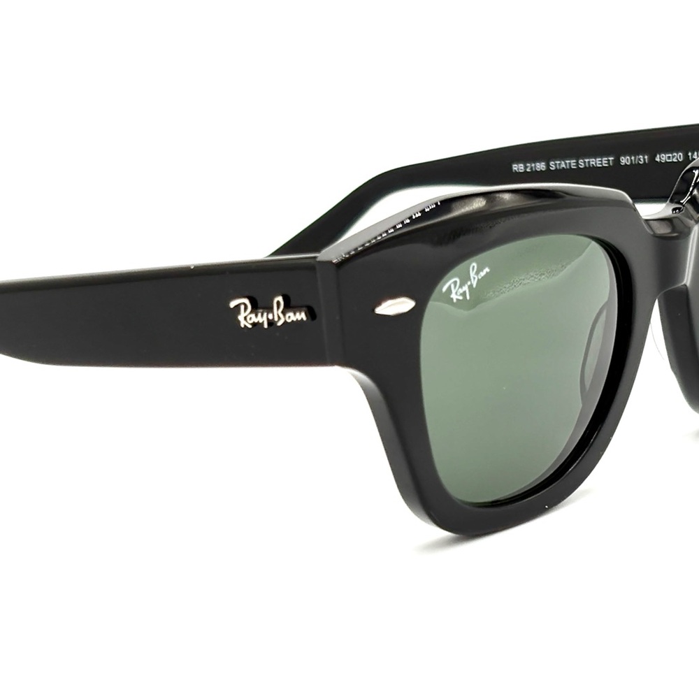 Womens State Street Black w/ Green G15 Lens RB2186 Black 90/31 49-145 - Picture 5 of 16
